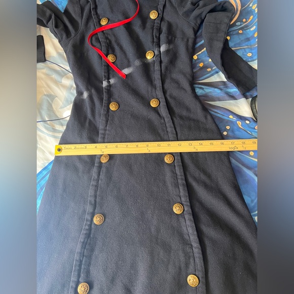 Chic Navy Double-Breasted Long Sleeve Dress - Picture 8 of 8